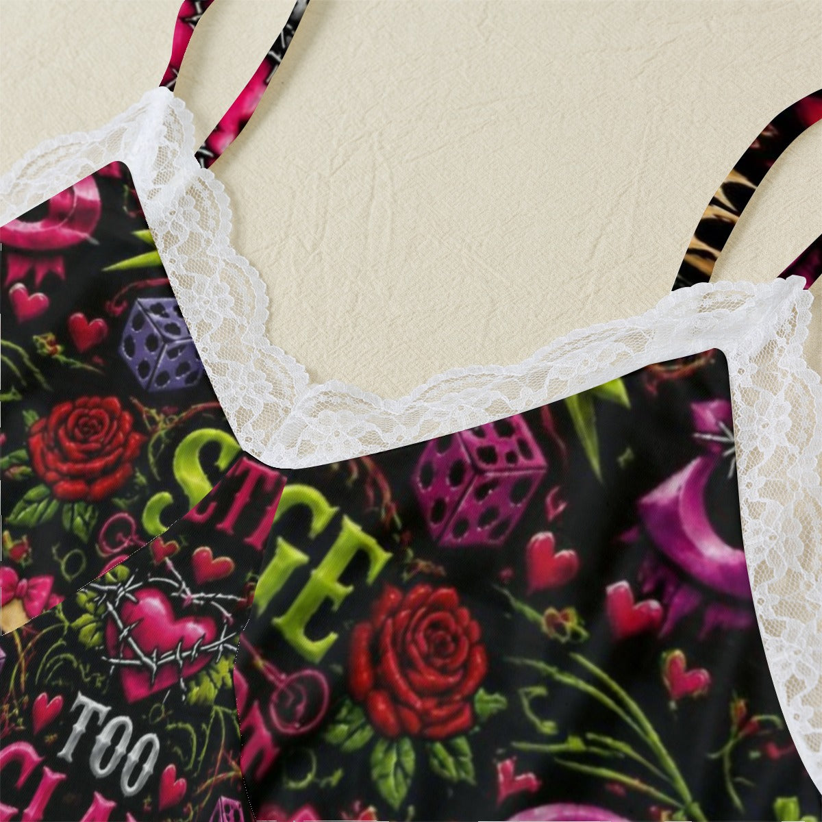 Sweet like Candy Cami Home Suit With Lace Edge