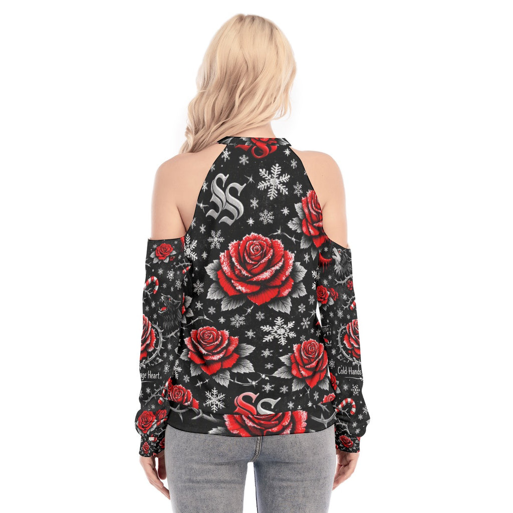 Crimson Winter Cold Shoulder Sweatshirt