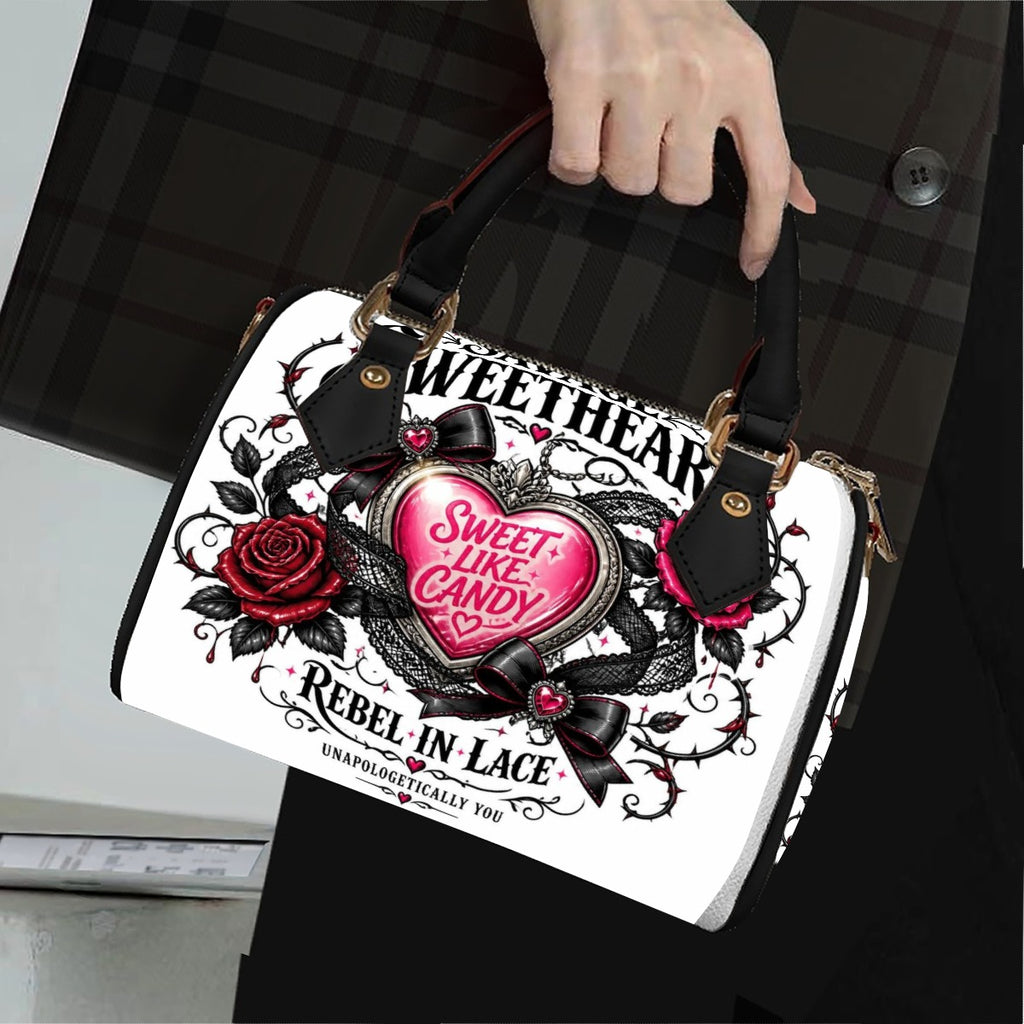 Sweet like Candy Classic Barrel-Shaped PU Leather Handbag