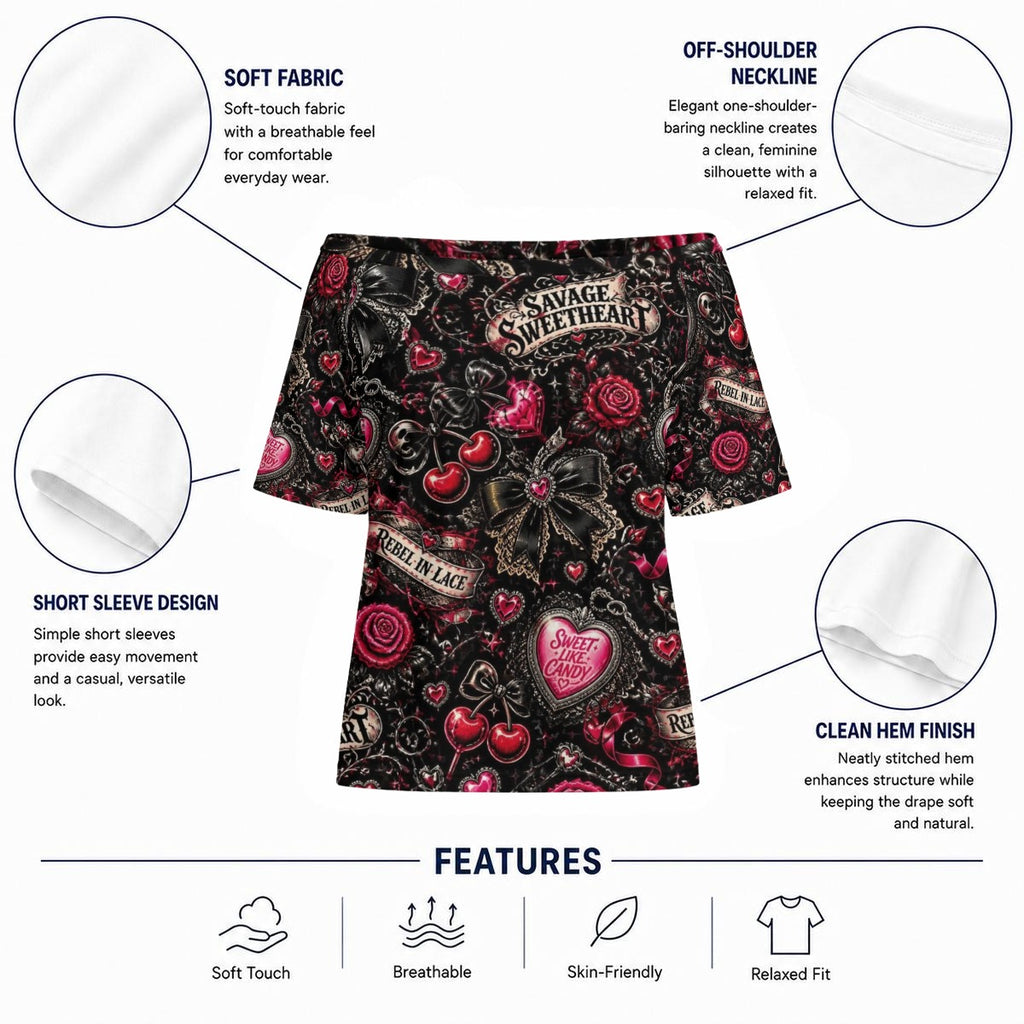 Signature Savage Off-Shoulder Short Sleeve Top