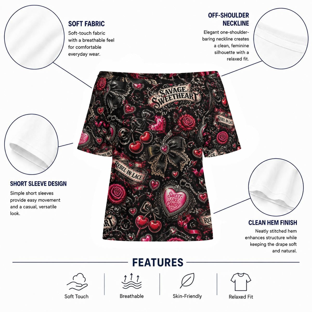 Signature Savage Off-Shoulder Short Sleeve Top