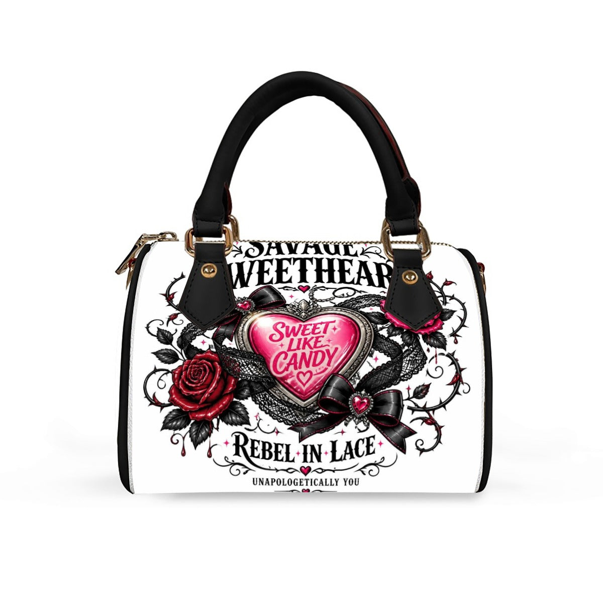 Sweet like Candy Classic Barrel-Shaped PU Leather Handbag