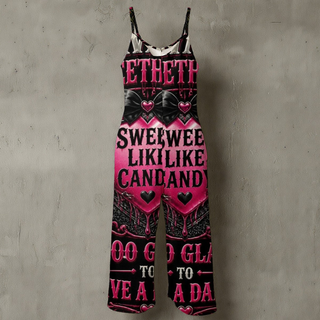 Sweet like Candy Floral Spaghetti Strap Wide-Leg Jumpsuit