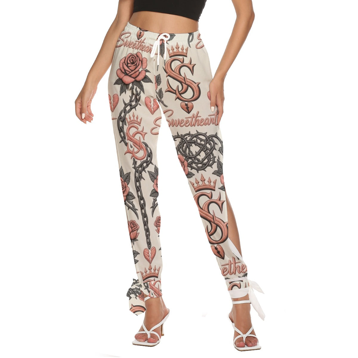 SAVAGE SWEETHEART Side Seam Cutout Pants With Bottom Strap