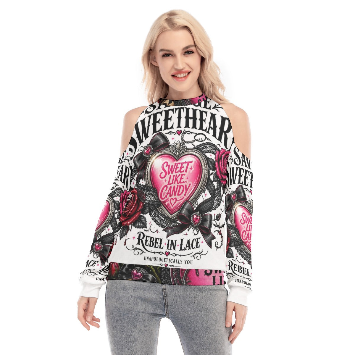 Sweet like Candy Cold Shoulder Sweatirt