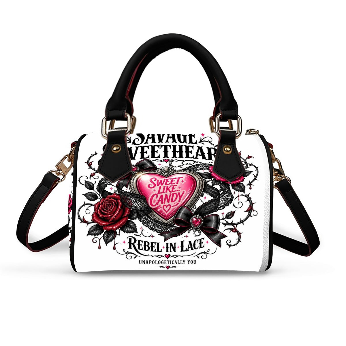Sweet like Candy Classic Barrel-Shaped PU Leather Handbag