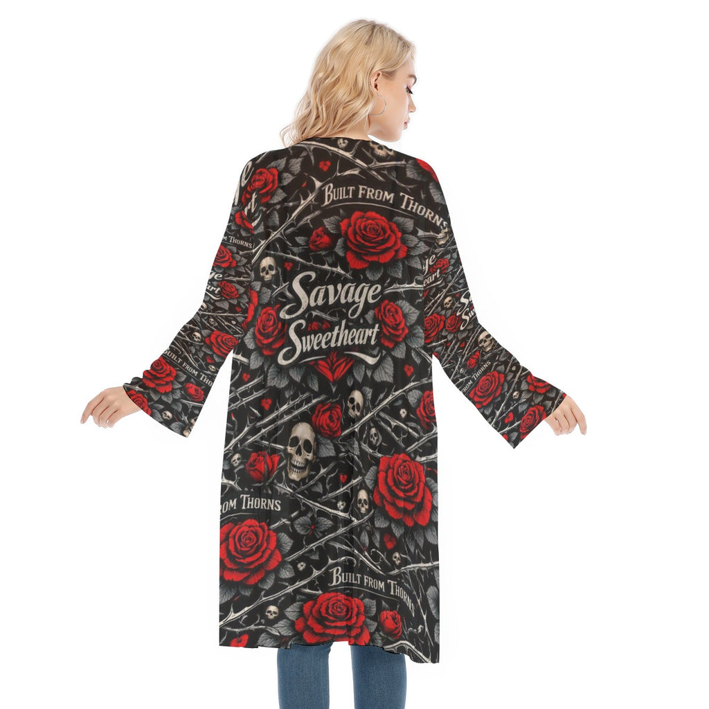 Savage Rose Long Sleeve Mesh Cardigan