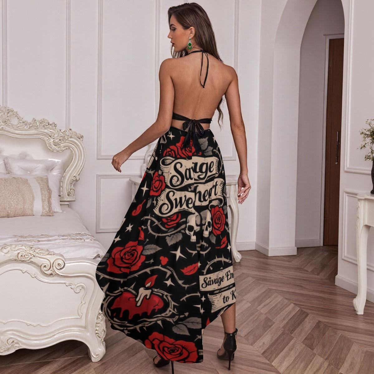 Midnight Rebellion Elegant Mesh Lace Evening Dress