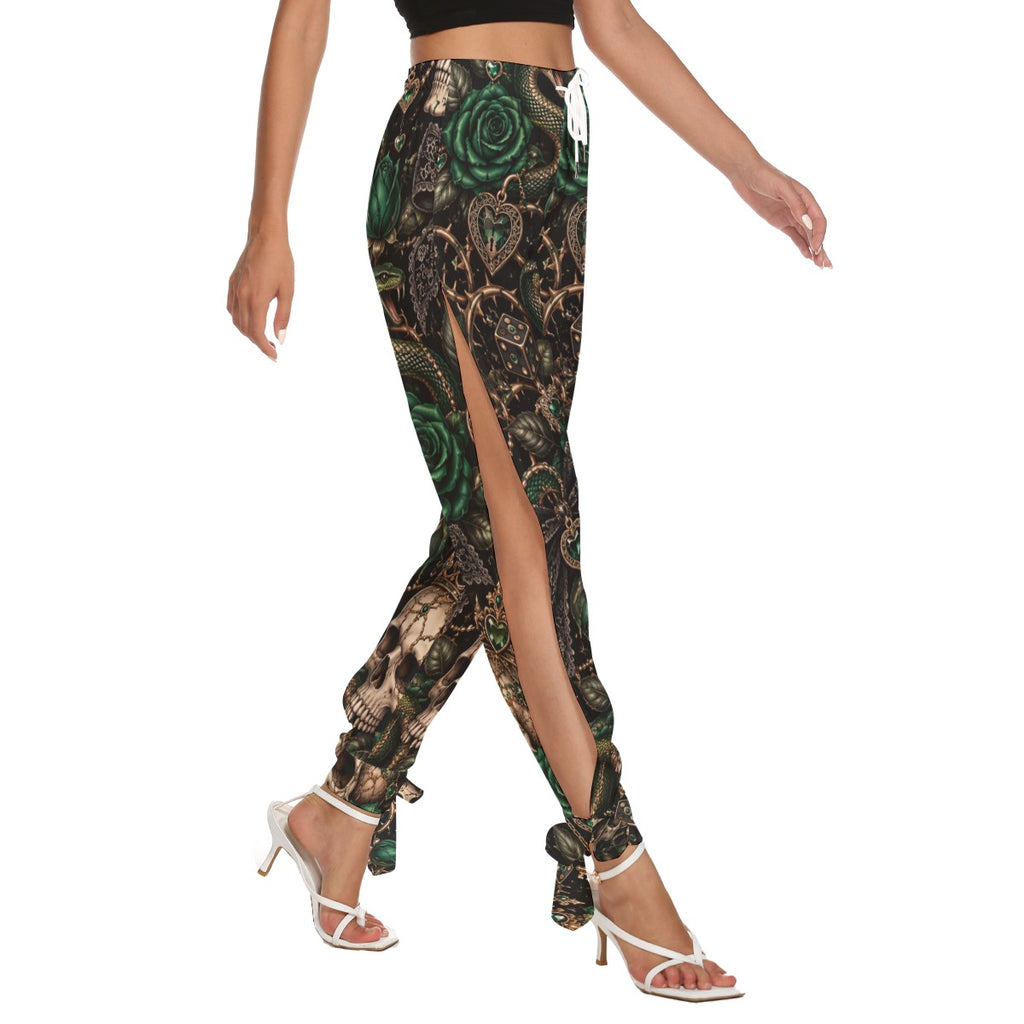 SIGNATURE SAVAGE Side Seam Cutout Pants With Bottom Strap