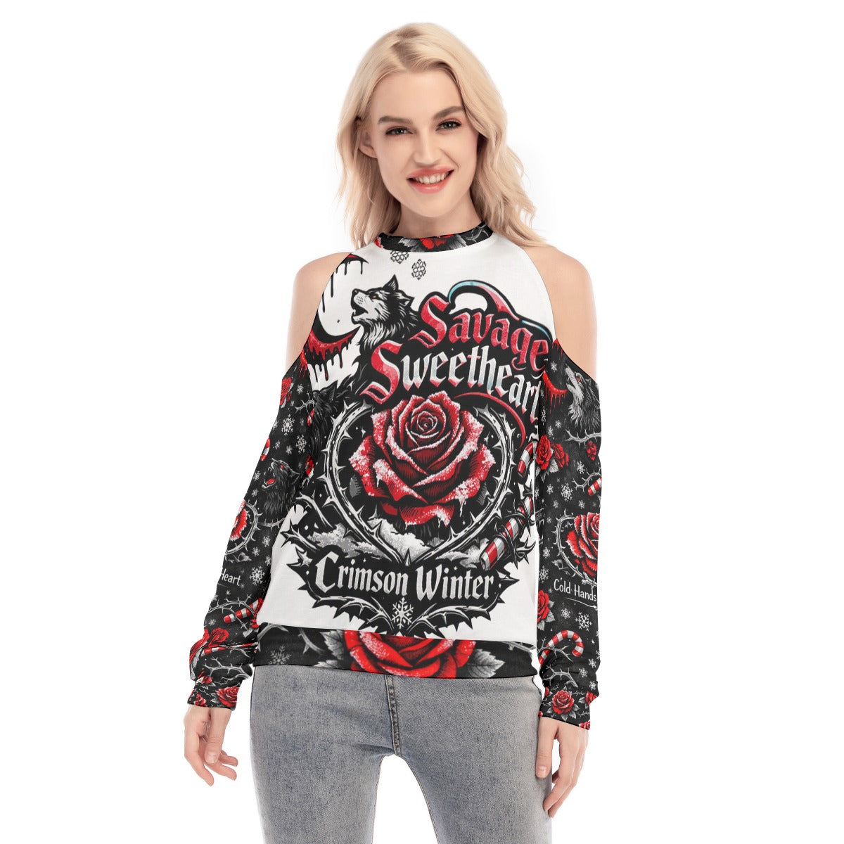 Crimson Winter Cold Shoulder Sweatshirt