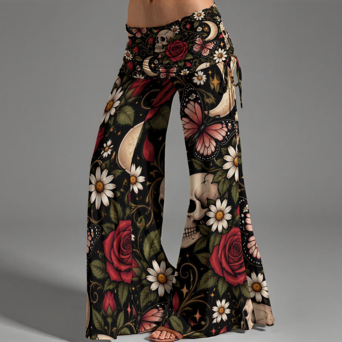 Savage Rose High Waist Wide Leg Pants