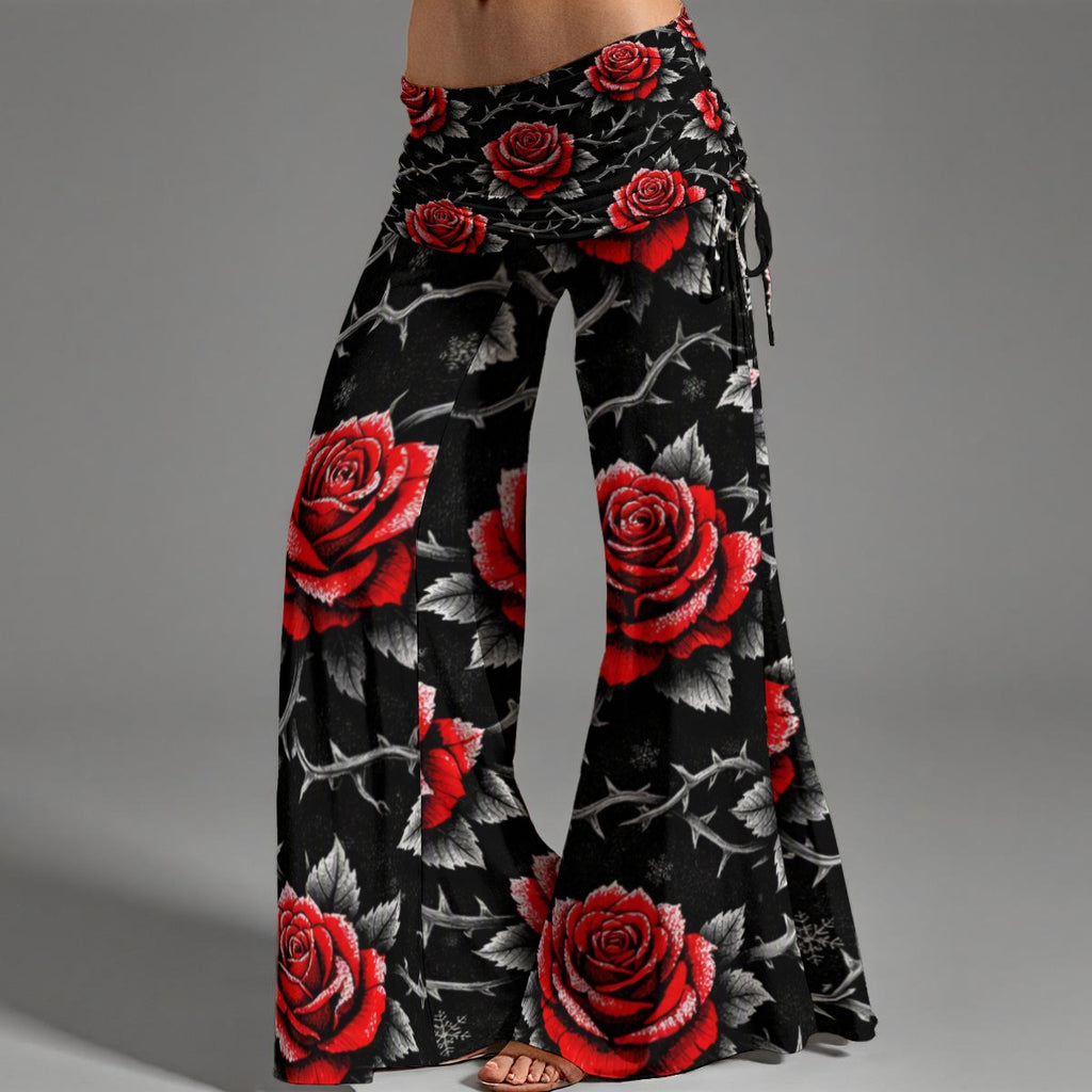 Crimson Winter High Waist Wide Leg Pants