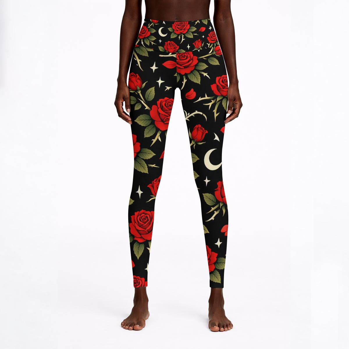 Savage Rose High Waisted Athletic Leggings