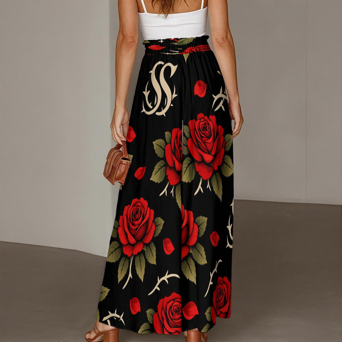 Savage Rose Ruffled Wide-Leg Pants