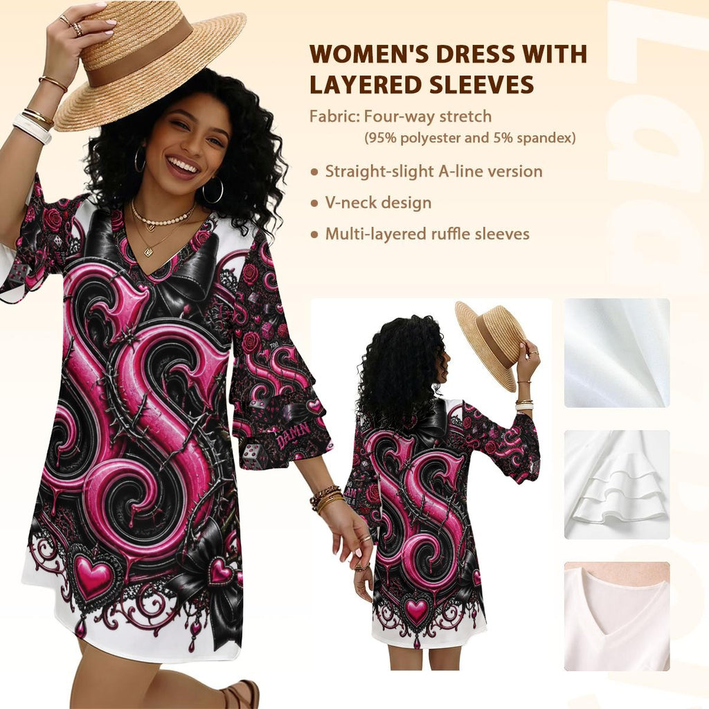 Sweet like Candy Stacked Ruffle Sleeve Dress